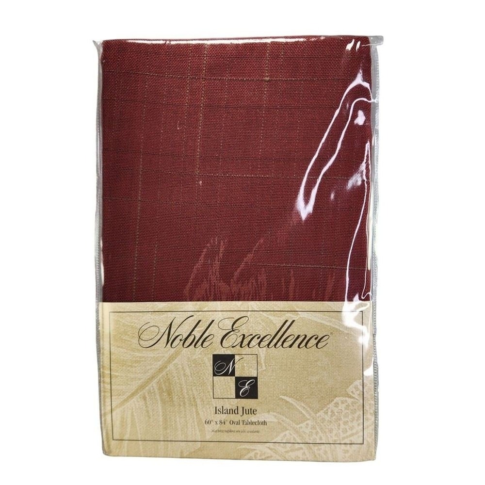 Christmas Oval Tablecloth Red 60 x 84 Island Jute Holiday Noble Excellence  New